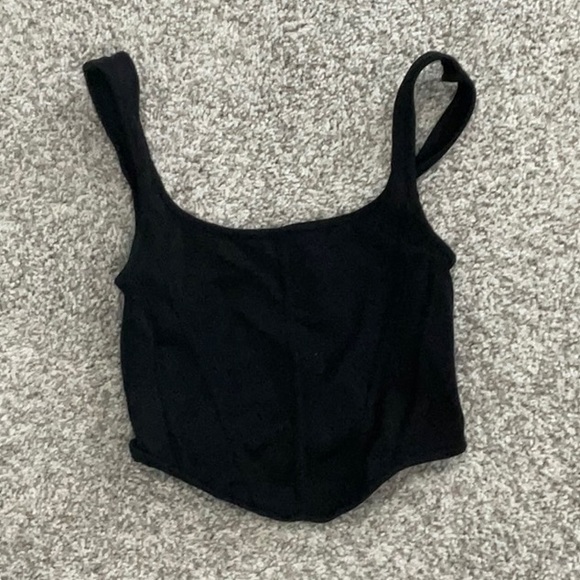 Women’s Black Ribbed Tank Bralette - Picture 2 of 2